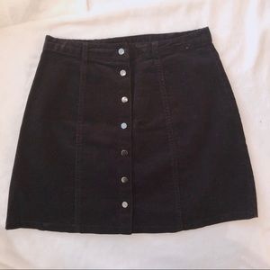 Black Corduroy Button Mini Skirt